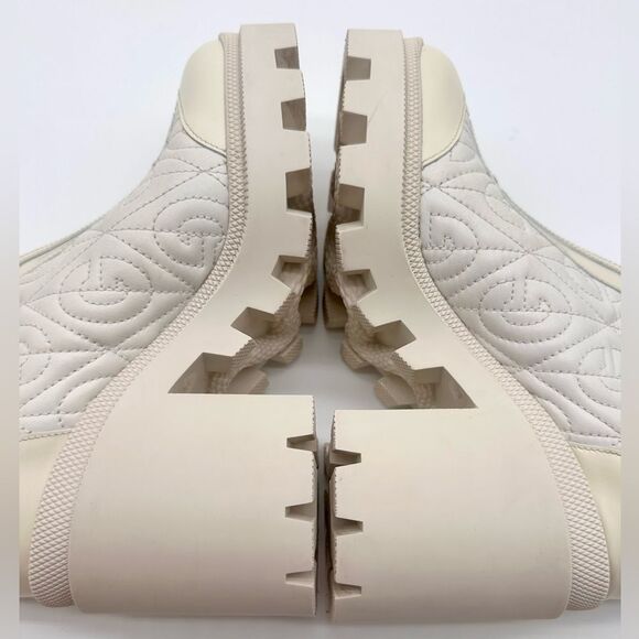 Gucci Trip Combat Zip Boots GG Logo White Quilted Rhombus Block Heel EU 38 US 8 - Picture 5 of 15